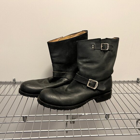 Frye Engineer Boots – Black Leather – Sizes R13/L12 – Like New - Picture 1 of 4